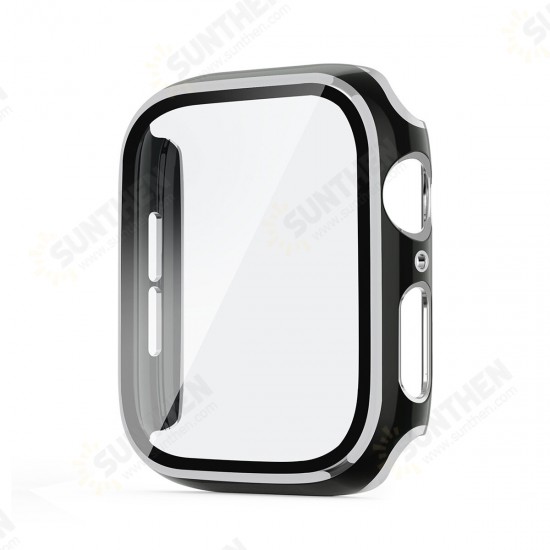 Hat-Prince Plating Shockproof Anti-Scratch Soft TPU + HD Clear Tempered Glass Full Cover Watch Case Cover for Apple Watch Series 6/ 5/ 4/ SE 40mm