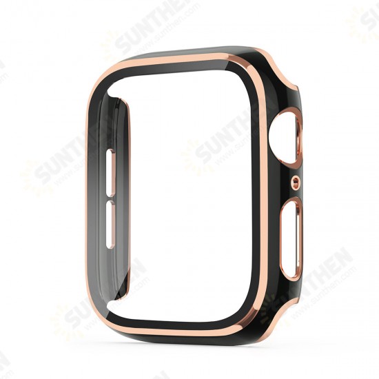 Hat-Prince Plating Shockproof Anti-Scratch Soft TPU + HD Clear Tempered Glass Full Cover Watch Case Cover for Apple Watch Series 6/ 5/ 4/ SE 40mm