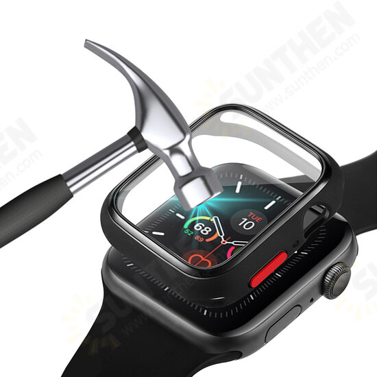 Shockproof Anti-Scratch Soft TPU + HD Clear Tempered Glass Full Cover Watch Case Cover for Apple Watch Series 6/ 5/ 4/ SE 40mm