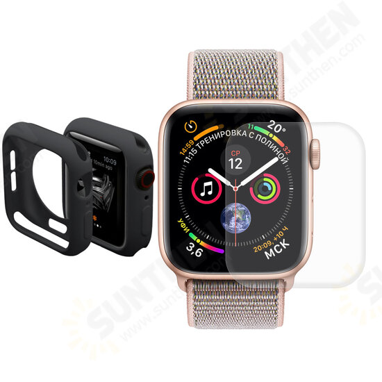 TPU Watch Cover+3D Curved Edge Hot Bending Watch Screen Protector For Apple Watch Series 4 44
