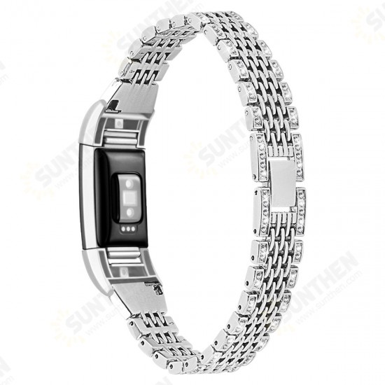 Luxury Stainles Steel Watch Band Watch Strap Replacement for Fitbit Charge 2