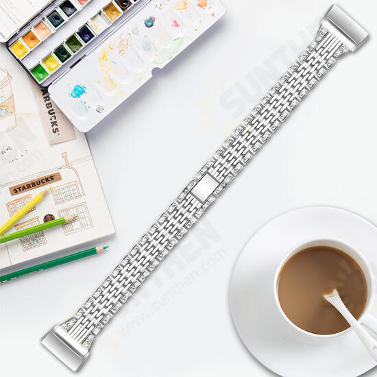 Luxury Stainles Steel Watch Band Watch Strap Replacement for Fitbit Charge 3