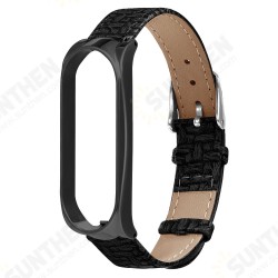 Metal Case Weave Texture Leather Watch Band Watch Strap Replacement for Xiaomi Miband 4 Non-original Metal Case Weave Texture Leather Watch Band Watch Strap Replacement for Xiaomi Miband 4 Non-original