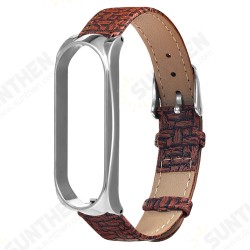 Metal Case Weave Texture Leather Watch Band Watch Strap Replacement for Xiaomi Miband 4 Non-original Metal Case Weave Texture Leather Watch Band Watch Strap Replacement for Xiaomi Miband 4 Non-original