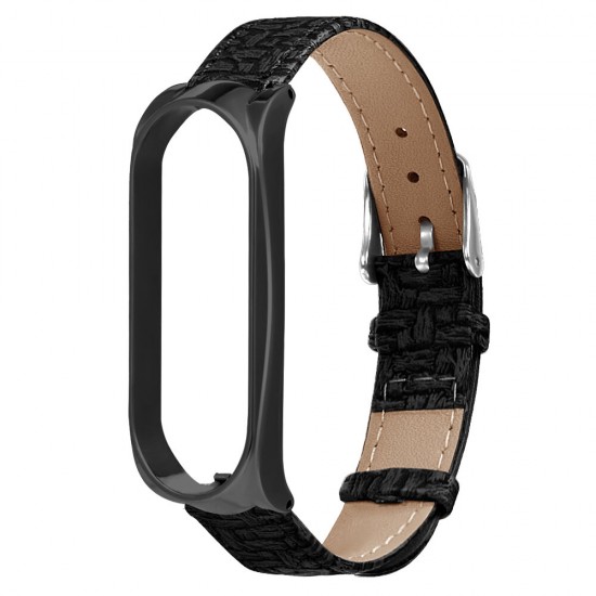 Metal Watch Cover Leather Replacement Strap Smart Watch Band for Xiaomi Mi Band 7