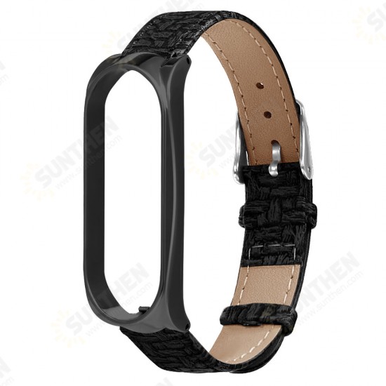 Metal Watch Cover Leather Replacement Strap Smart Watch Band for Xiaomi Mi Band 7