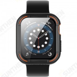 2-In-1 Shockproof Watch Case Cover with Anti-Scratch Tempered Glass Film for Apple Watch 44mm Series 4/ 5 / 6/ SE