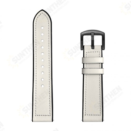 One Side Cowhide One Side Silica gel Watch Band for HuWatch GT / Honor Magic