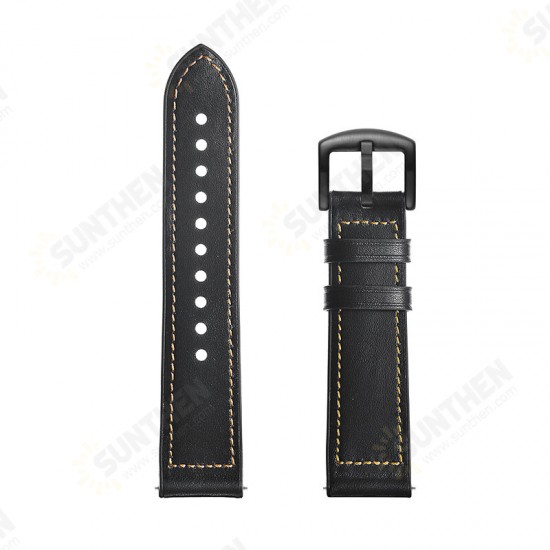 One Side Cowhide One Side Silica gel Watch Band for HuWatch GT / Honor Magic