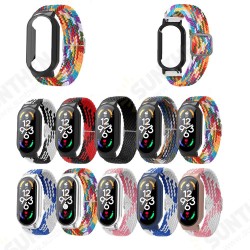 PC+Tempered Film Protective Case Stretch Woven Replacement Strap Smart Watch Band for Xiaomi Mi Band 7 / 7 NFC