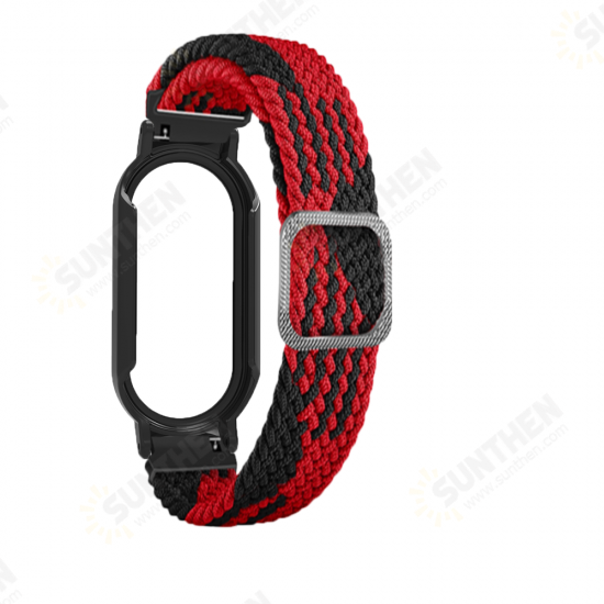 PC+Tempered Film Protective Case Stretch Woven Replacement Strap Smart Watch Band for Xiaomi Mi Band 7 / 7 NFC