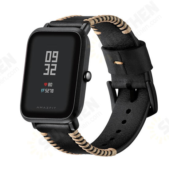 Replacement 20mm Leather Watch Band for Xiaomi Amazfit Pace Youth Smart Watch Non-original