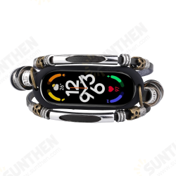 Retro Alloy Beaded Smart Watch Band Replacement Strap for Xiaomi Mi Band 7