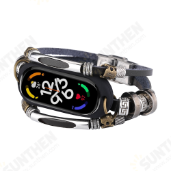 Retro Alloy Beaded Smart Watch Band Replacement Strap for Xiaomi Mi Band 7