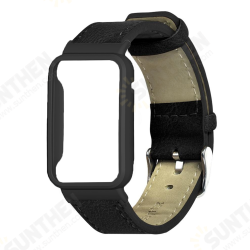 Retro Genuine Leather Replacement Strap Smart Watch Band Watch Case Cover for Xiaomi Mi Band 7 Pro