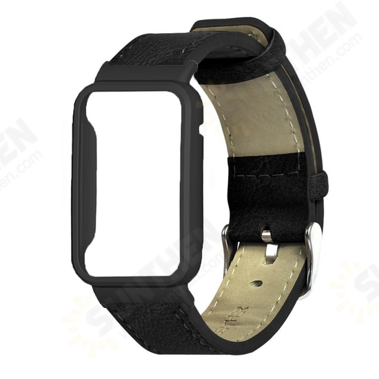 Retro Genuine Leather Replacement Strap Smart Watch Band Watch Case Cover for Xiaomi Mi Band 7 Pro Retro Genuine Leather Replacement Strap Smart Watch Band Watch Case Cover for Xiaomi Mi Band 7 Pro