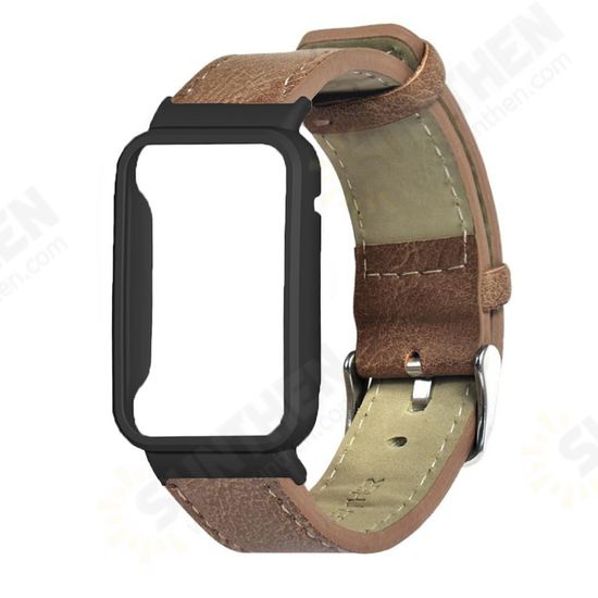 Retro Genuine Leather Replacement Strap Smart Watch Band Watch Case Cover for Xiaomi Mi Band 7 Pro Retro Genuine Leather Replacement Strap Smart Watch Band Watch Case Cover for Xiaomi Mi Band 7 Pro