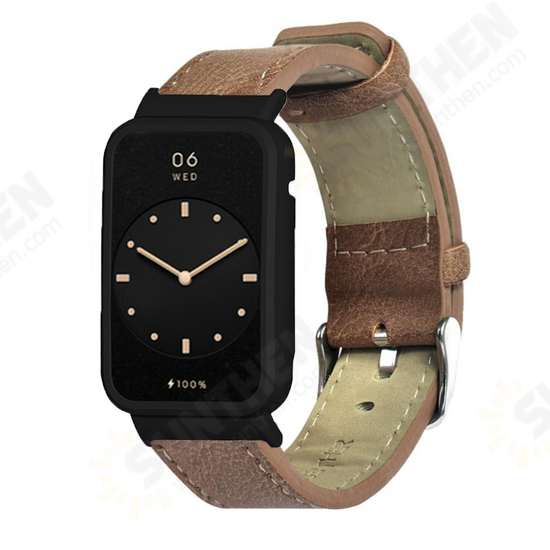 Retro Genuine Leather Replacement Strap Smart Watch Band Watch Case Cover for Xiaomi Mi Band 7 Pro Retro Genuine Leather Replacement Strap Smart Watch Band Watch Case Cover for Xiaomi Mi Band 7 Pro