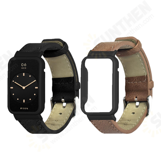 Retro Genuine Leather Replacement Strap Smart Watch Band Watch Case Cover for Xiaomi Mi Band 7 Pro Retro Genuine Leather Replacement Strap Smart Watch Band Watch Case Cover for Xiaomi Mi Band 7 Pro