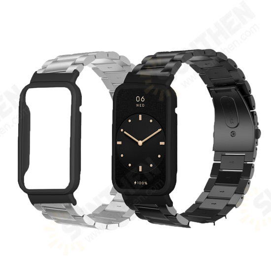 Solid Stainless Steel Replacement Strap Smart Watch Band Watch Case Cover for Xiaomi Mi Band 7 Pro