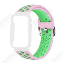 Two-color Stomatal Silicone Replacement Strap Smart Watch Band Watch Case Cover for Xiaomi Mi Band 7 Pro Two-color Stomatal Silicone Replacement Strap Smart Watch Band Watch Case Cover for Xiaomi Mi Band 7 Pro