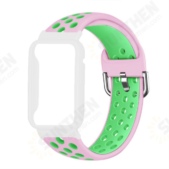 Two-color Stomatal Silicone Replacement Strap Smart Watch Band Watch Case Cover for Xiaomi Mi Band 7 Pro Two-color Stomatal Silicone Replacement Strap Smart Watch Band Watch Case Cover for Xiaomi Mi Band 7 Pro