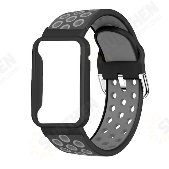 Two-color Stomatal Silicone Replacement Strap Smart Watch Band Watch Case Cover for Xiaomi Mi Band 7 Pro Two-color Stomatal Silicone Replacement Strap Smart Watch Band Watch Case Cover for Xiaomi Mi Band 7 Pro