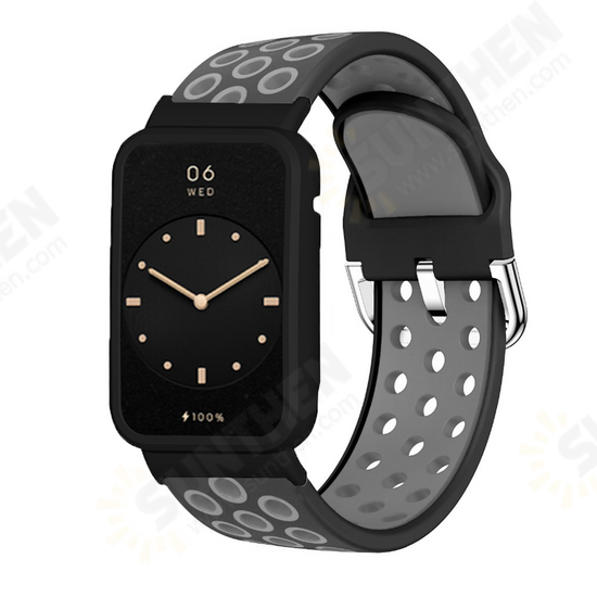 Two-color Stomatal Silicone Replacement Strap Smart Watch Band Watch Case Cover for Xiaomi Mi Band 7 Pro Two-color Stomatal Silicone Replacement Strap Smart Watch Band Watch Case Cover for Xiaomi Mi Band 7 Pro