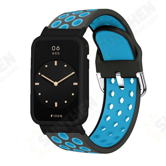 Two-color Stomatal Silicone Replacement Strap Smart Watch Band Watch Case Cover for Xiaomi Mi Band 7 Pro Two-color Stomatal Silicone Replacement Strap Smart Watch Band Watch Case Cover for Xiaomi Mi Band 7 Pro