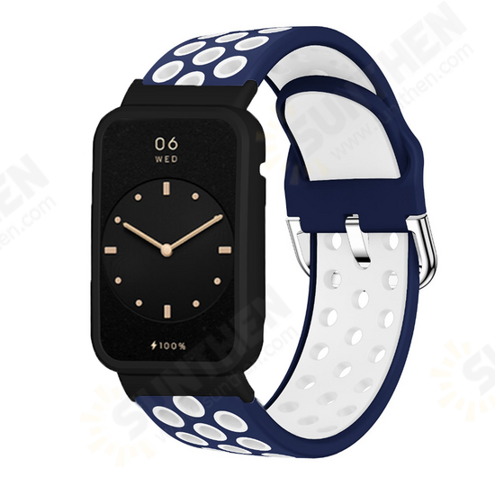Two-color Stomatal Silicone Replacement Strap Smart Watch Band Watch Case Cover for Xiaomi Mi Band 7 Pro Two-color Stomatal Silicone Replacement Strap Smart Watch Band Watch Case Cover for Xiaomi Mi Band 7 Pro