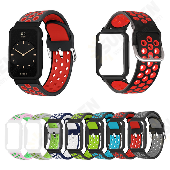 Two-color Stomatal Silicone Replacement Strap Smart Watch Band Watch Case Cover for Xiaomi Mi Band 7 Pro Two-color Stomatal Silicone Replacement Strap Smart Watch Band Watch Case Cover for Xiaomi Mi Band 7 Pro