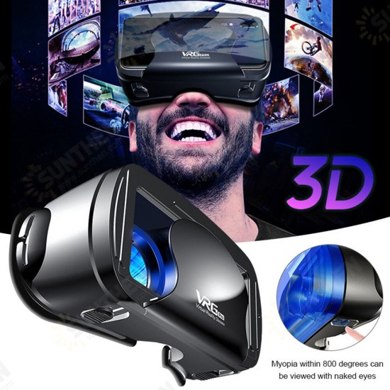 VRG Pro 3D VR Glasses Virtual Reality Full Screen Visual Wide-Angle VR Glasses For 5.0-7.0 Inch Smart Phones For iPhone XS 11Pro HuP30 P40 Pro Mi10