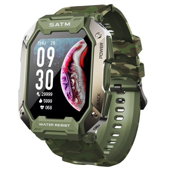C20 1.71 inch Corning Gorilla Glass Screen Heart Rate Blood Pressure Oxygen Monitor 24 Sports Modes 50 Days Long Standby 5ATM Waterproof Outdoor Smart Watch