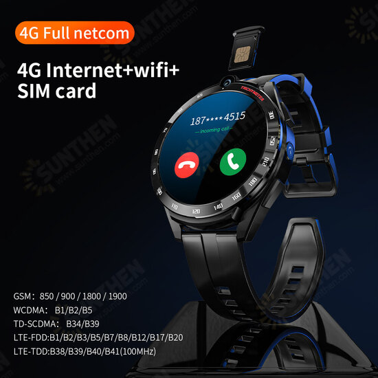 [Dual Mode Dual Chip] 4 Pro 1.6 inch 400*400px Screen Octa-core 6G+128G Android Smartwatch SIM Card WiFi Dual Cameras GPS Positioning Newest Android 11 System 4G LTE Smart Watch Phone