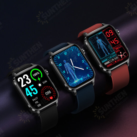 F100 1.7 inch HD Screen Dual Probe Laser Therapy Body Temperature Measurement Heart Rate Blood Pressure SpO2 Monitor Fitness Tracker Long Standby BT5.0 Smart Watch