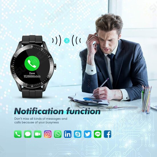 S11 1.28 inch Full Touch Screen Heart Rate Blood Pressure Monitor 24 Sports Modes 300mAh Large Battery Capacity IP67 Waterproof Smart Watch