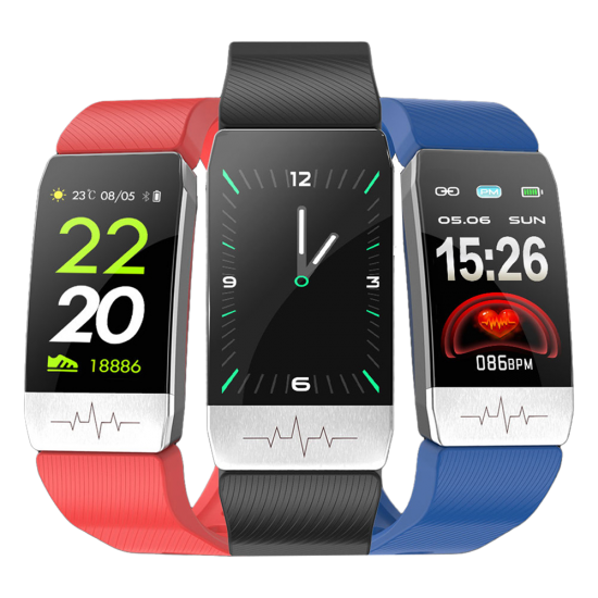 T1S 1.14 inch Touch Screen GPS Trajectory 24H Temperature Measurement ECG Heart Rate Blood Pressure SpO2 Monitor IP67 Waterproof Smart Watch
