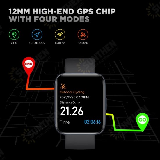 1.75 inch 390*450 pixels Full Touch Always-on AMOLED Screen Built-in GPS 5ATM Waterproof 40 Days Standby Heart Rate SpO2 VO2 Max Monitor Outdoor Smart Watch