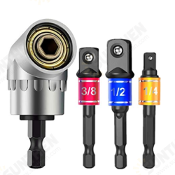 Impact Grade Power Hand Tools Driver Sockets Adapter Extension Set, 3Pcs Hex Shank Drill Nut Driver Bit Set + 105 Degree Corner Device Impact Grade Power Hand Tools Driver Sockets Adapter Extension Set, 3Pcs Hex Shank Drill Nut Driver Bit Set + 105 Degree Corner Device
