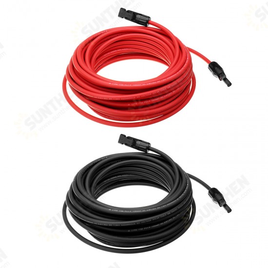 10 AWG 15 Meter Solar Panel Extension Cable Wire Black/Red with MC4 Connectors