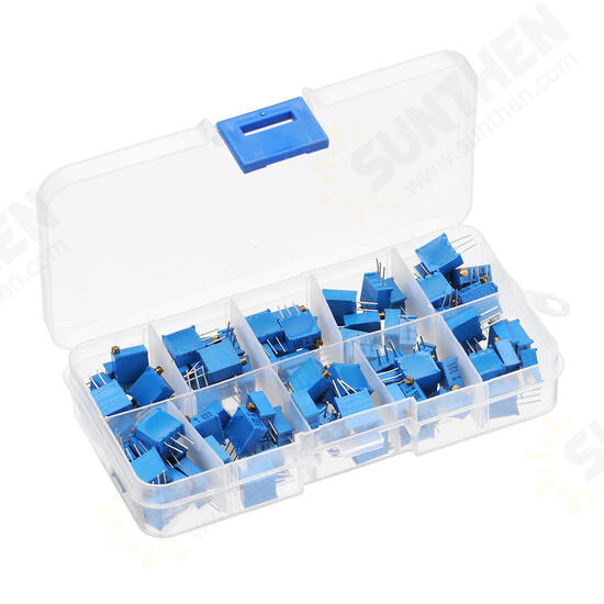 100Pcs 3296W Multiturn Trimmer Potentiometer Kit High Precision Variable Resistor With Box Kit