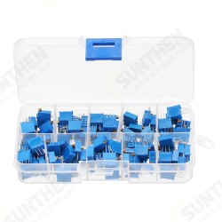 100Pcs 3296W Multiturn Trimmer Potentiometer Kit High Precision Variable Resistor With Box Kit 100Pcs 3296W Multiturn Trimmer Potentiometer Kit High Precision Variable Resistor With Box Kit