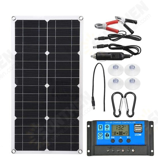 100W 18V Solar Panel Kit W/ Solar Controller RV Traveling Photovoltaic System Solar Power Panel Kit