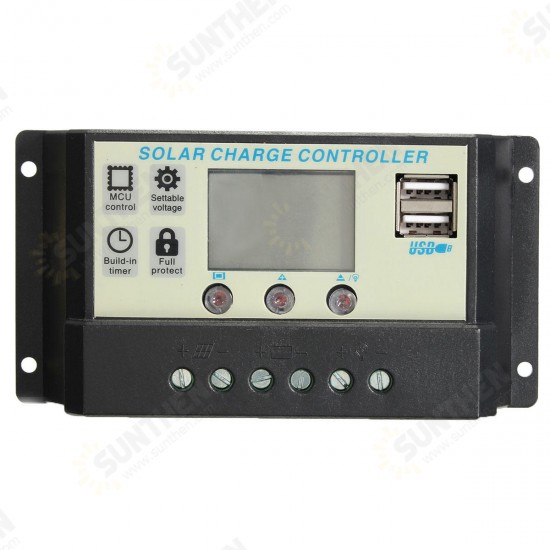 10/20A 12/24V Auto Solar Panel Battery Regulator Charge Controller PWM Battery Charging