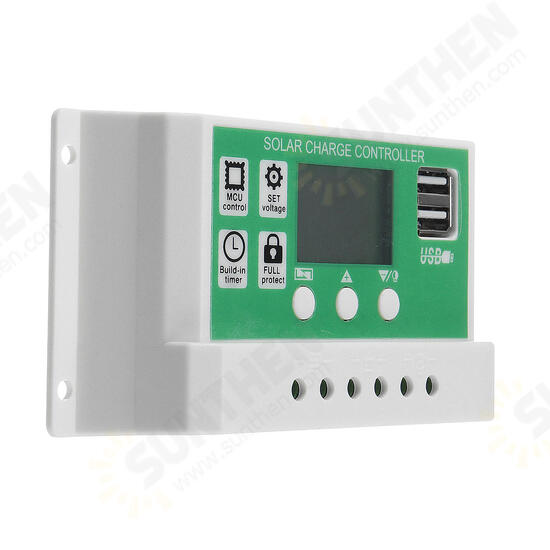 10A/20A/30A 12V/24V Auto Solar Charge Controller Dual USB Solar Panel Regulator