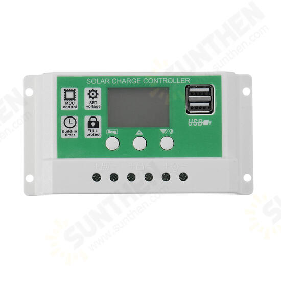 10A/20A/30A 12V/24V Auto Solar Charge Controller Dual USB Solar Panel Regulator