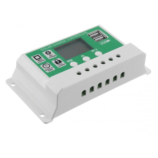 10A/20A/30A 12V/24V Auto Solar Charge Controller Dual USB Solar Panel Regulator