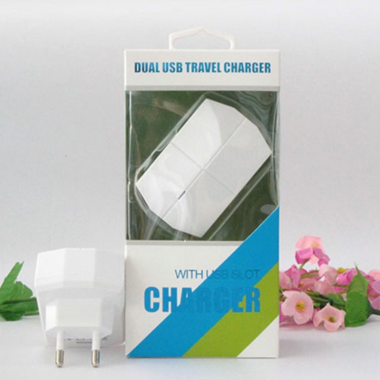 110V-240V 2 Ports 2.1A 5V Wall Charger Adapter USB Hub Quick Charge Phone Mobile EU Plug