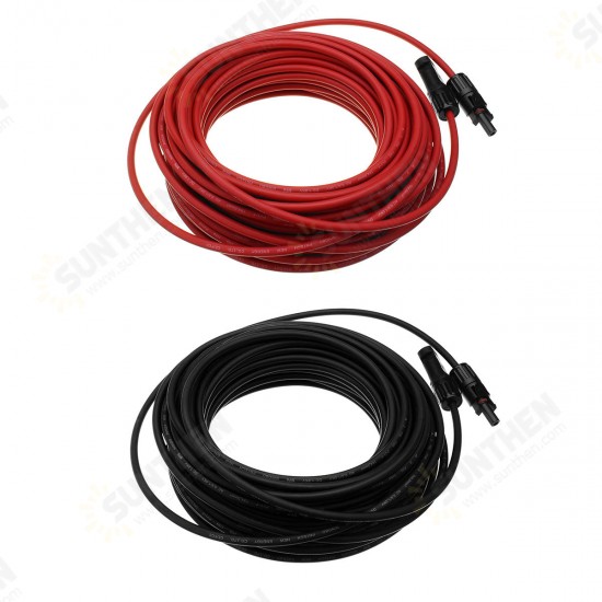 12 AWG 20 Meter Solar Panel Extension Cable Wire Black/Red with MC4 Connectors