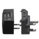 125-250V US/UK/AU/EU Universal World Travel Adapter Plug Dual USB Port w/ Surge Protector